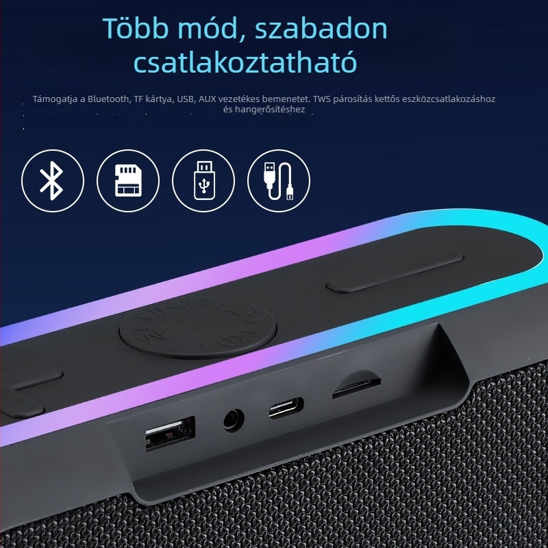 25W-os Bluetooth hangszóró, mélybasszusú, hordozható kültéri hangszer TF-kártya slottal