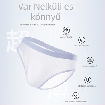 Férfi nejlon antibakteriális anyagból készült, varrats nélküli alsónemű, 3D kontúr, középmagas derékrész