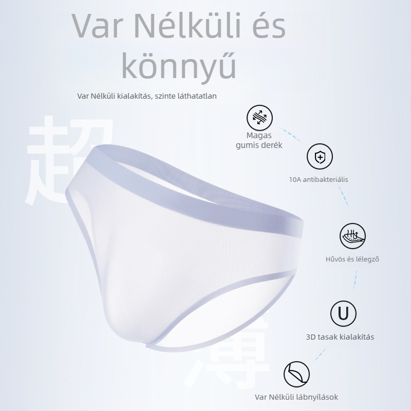 Férfi nejlon antibakteriális anyagból készült, varrats nélküli alsónemű, 3D kontúr, középmagas derékrész