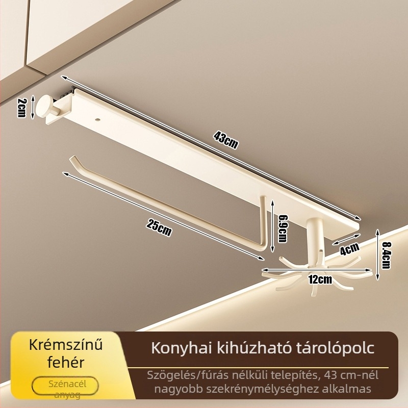 Fali szerelésű konyhai eszköztartó spatulák és kanalak számára, fúrás nélkül, többfunkciós kampó