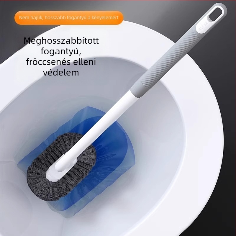 Háztartási WC-kefe hosszú nyéllel, puha sörtéjű, falra szerelhető, fürdőszobai tisztításra