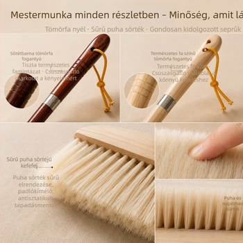 Retro tömörfa seprű puha sörtékkel háztartási használatra, nem karcolja meg a padlót, japán stílusú természetes fa design, szétszerelhető, anti-statikus
