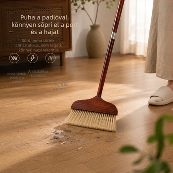 Retro tömörfa seprű puha sörtékkel háztartási használatra, nem karcolja meg a padlót, japán stílusú természetes fa design, szétszerelhető, anti-statikus