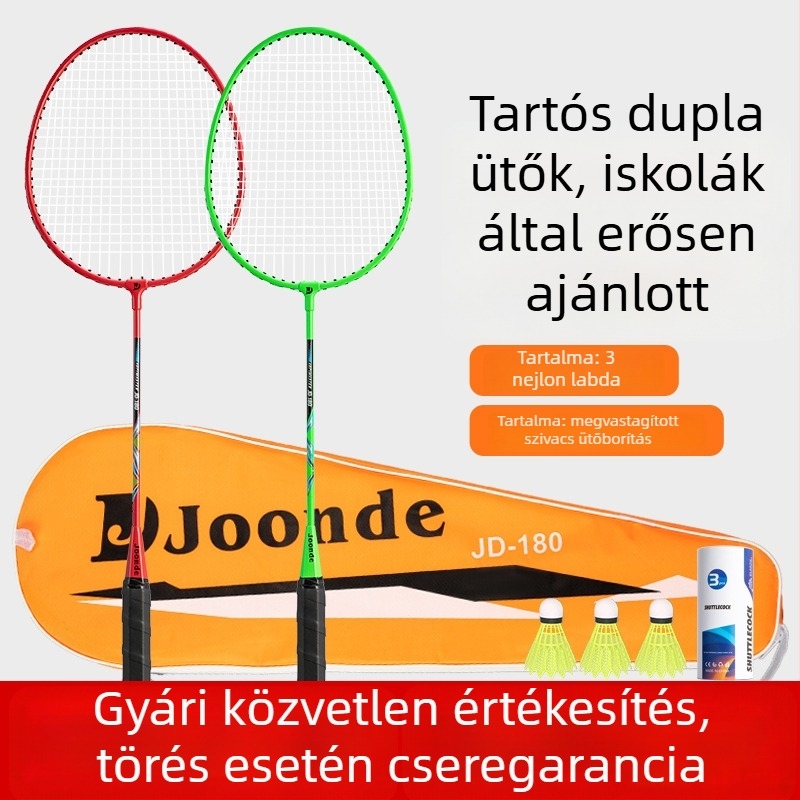 Junde 180 vasötvözetből készült tartós badmintonütő készlet felnőtteknek és gyermekeknek