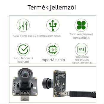USB 3.0 kamera modul IMX766, 12MP, 4K/60fps, drivertől független, gépi látás