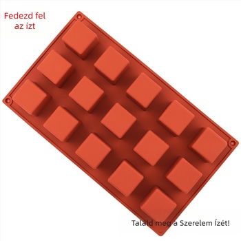 15 rekeszes 3D kocka forma szilikonból DIY mousse tortákhoz és csokoládéhoz
