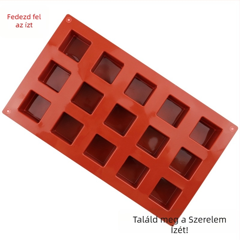 15 rekeszes 3D kocka forma szilikonból DIY mousse tortákhoz és csokoládéhoz