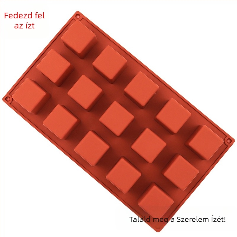 15 rekeszes 3D kocka forma szilikonból DIY mousse tortákhoz és csokoládéhoz