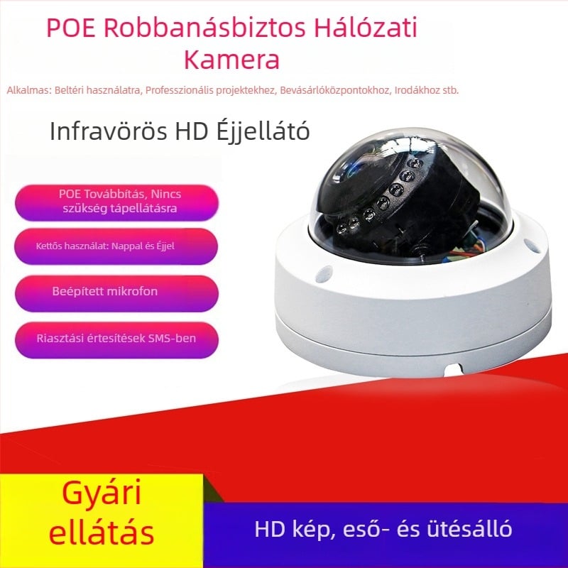5 MP belső robbanásbiztos félgömb HD megfigyelő kamera mennyezeti felszereléshez, lifthez alkalmas