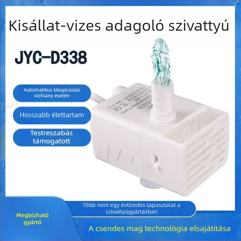 DC háziállat itató szivattyú párásítóval, merülő, 5V USB, brushless motor