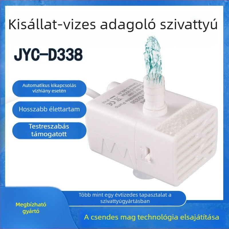 DC háziállat itató szivattyú párásítóval, merülő, 5V USB, brushless motor