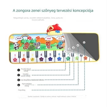 Gyerekek pedálos zongora zenematró felvétellel, tánc- és mászó játékkal