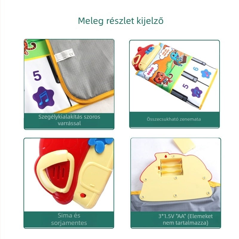 Gyerekek pedálos zongora zenematró felvétellel, tánc- és mászó játékkal