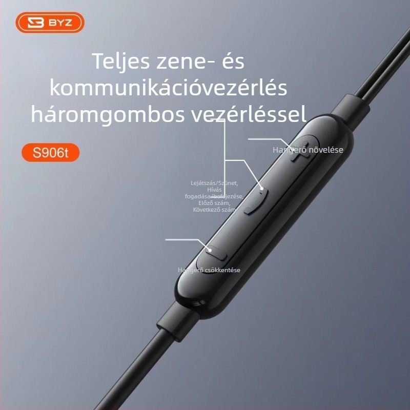 Type-C portra csatlakozó, vezetékes in-ear fejhallgató digitális chippel, kiváló hangminőséggel, beépített mikrofon és vonalkontrollal, S906T