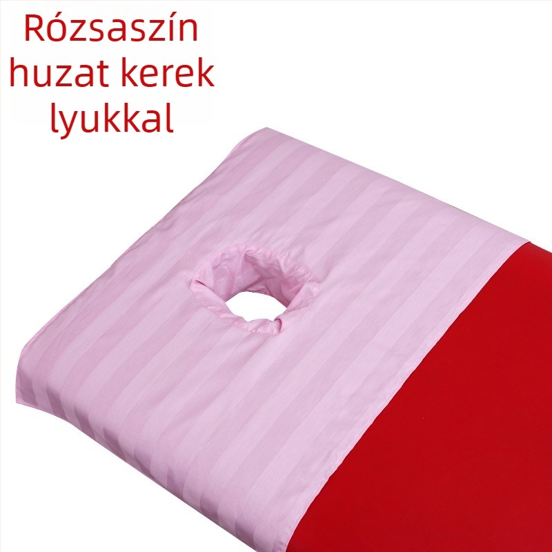 Pamut masszázságyhuzat lyukakkal, hasi fekvéshez, szalonhoz, fehér négyszögletes ágynemű