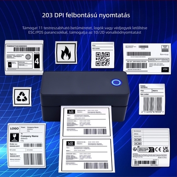 Bluetooth hőnyomtató címkékhez, 100 mm szélesség, 4 hüvelykes címkenyomtató