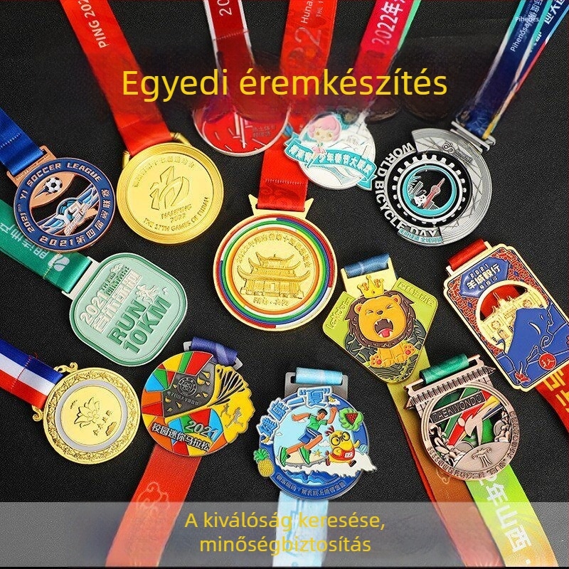 Személyre szabott fém érmek sporteseményekre: maraton, futás, túrázás, hegymászás; arany, ezüst és bronz érmek