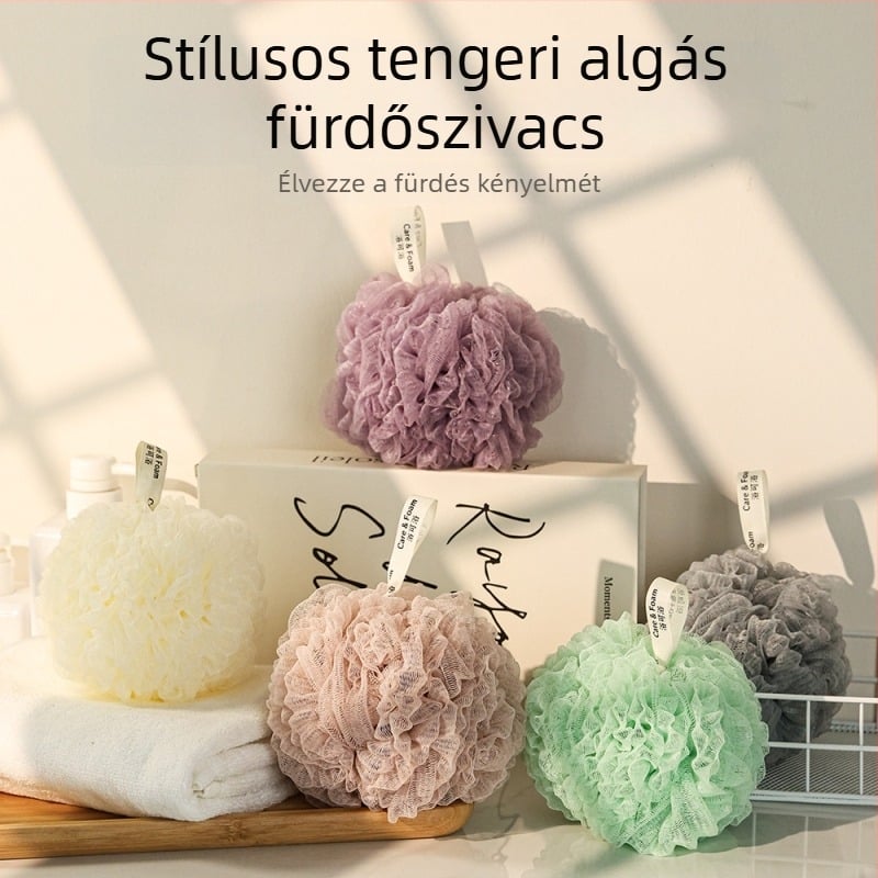 Japán stílusú tengeri algás pezsgőfürdő virág, tartós, nem esik szét, 60 g, puha habzó fürdőlabda