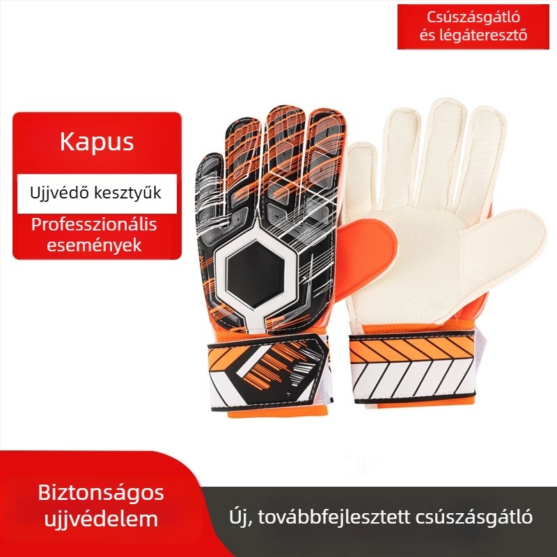 Kapus kesztyűk – professzionális futball-edzőfelszerelés ujjvédővel, csúszásmentes és kopásálló védelem