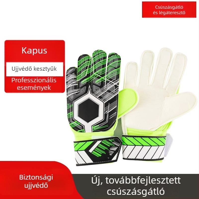 Kapus kesztyűk – professzionális futball-edzőfelszerelés ujjvédővel, csúszásmentes és kopásálló védelem