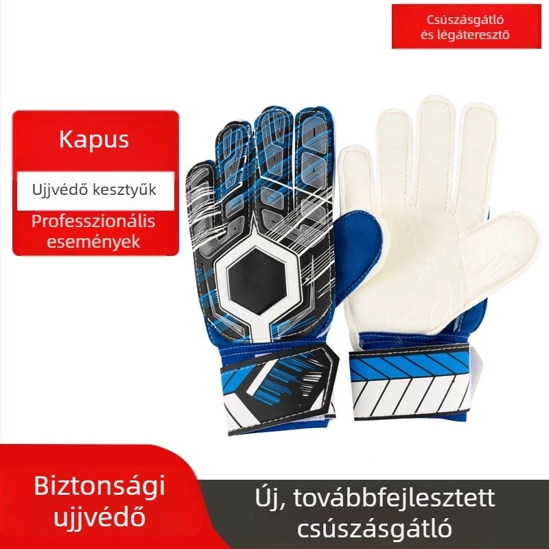 Kapus kesztyűk – professzionális futball-edzőfelszerelés ujjvédővel, csúszásmentes és kopásálló védelem