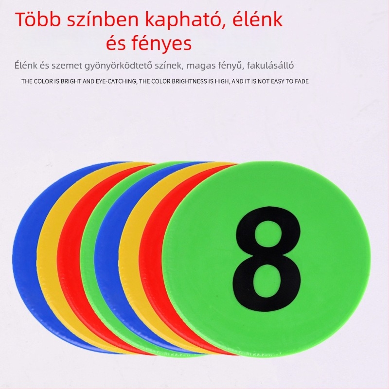 Futball-edzéshez jelölő korongok, sík logólapok és jelzőlemezek