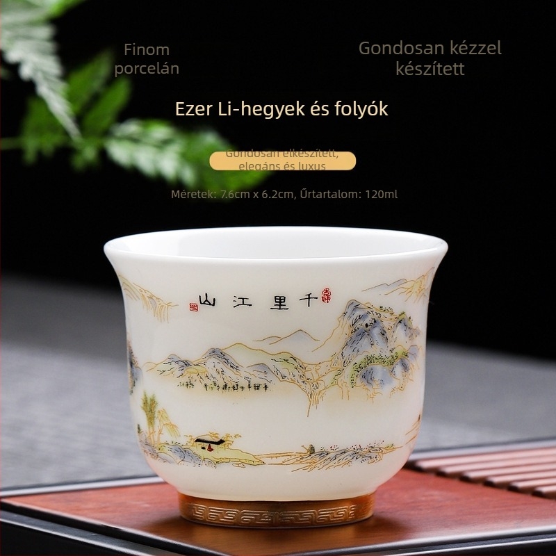 Porcelán teáscsésze Kung-Fu tea, egyes darab ajándékdobozzal, kínai stílus, személyes teakezeléshez