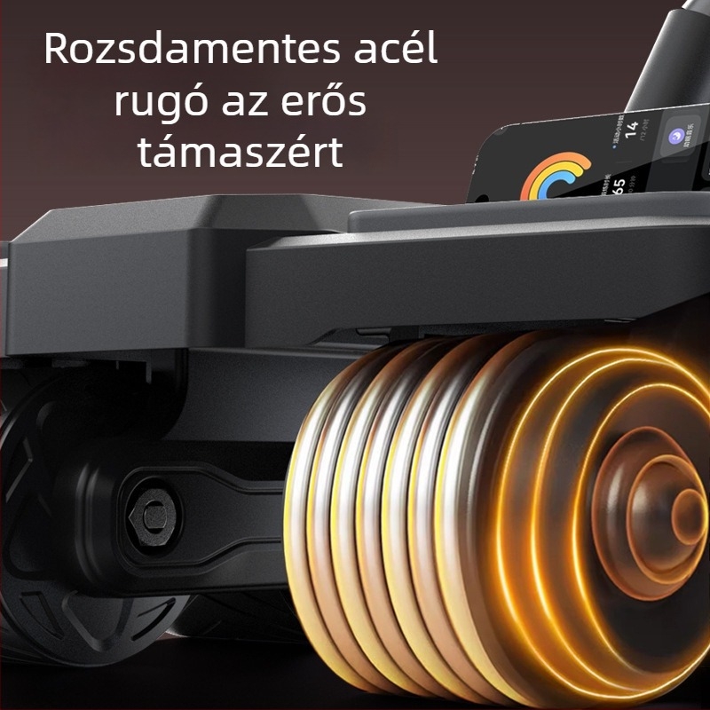 Négykerekű hasizom görgő automatikus visszarugózással, otthoni használatra, hasi edzés, fitness eszköz érintőképernyővel