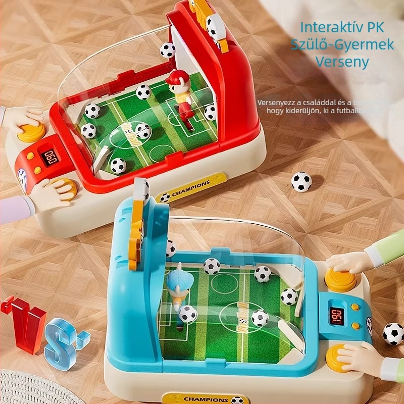 Gyerekek asztali foosball játék, oktató kétjátékos küzdelem, szülő-gyermek interakció, születésnapi ajándék