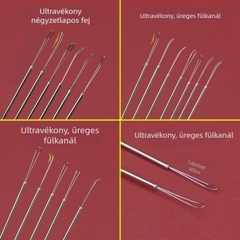 U-alakú üreges fülkanál, vizuális fültisztító eszköz, kézzel készített háromrészes dizájn.