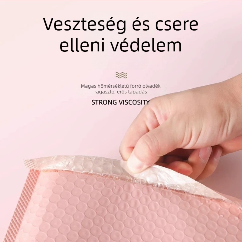 Rózsaszín buborékos tasak ruhákhoz, öntapadó, vastag buborékos tasakok csomagoláshoz