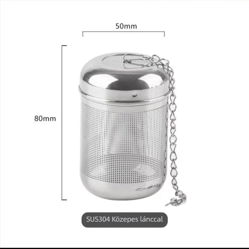 304 rozsdamentes acélból készült teafilter Seasoning Ball-lal – teafilter és vízelválasztó infúzióhoz