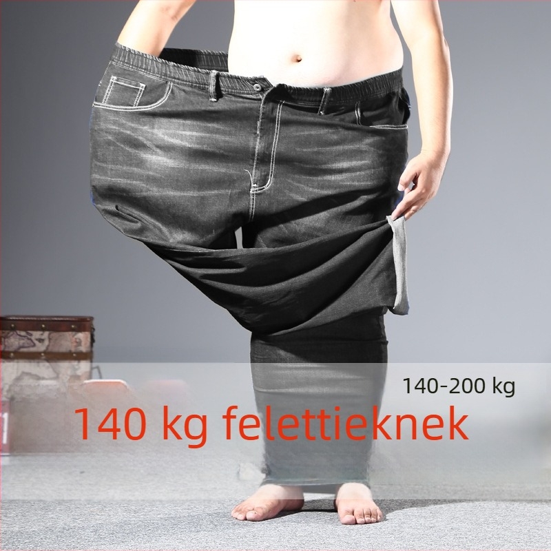 2021 ősz férfi plusz méretű farmernadrág, Skinny-Straight szabás, rugalmas, pamut denim