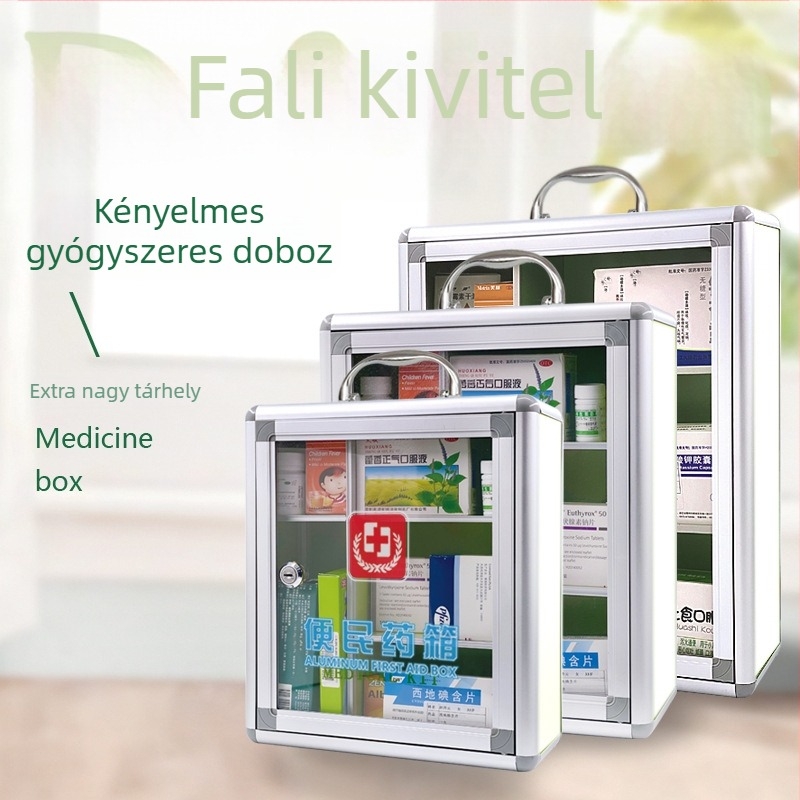 Hordozható orvosi készlet falra szerelhető lehetőséggel – háztartási gyógyszeres szekrény alumíniumötvözetből
