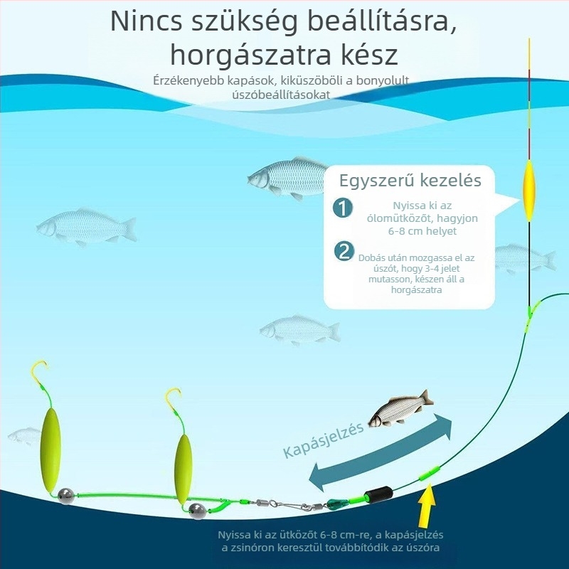 Ise-Ni horogkészlet kettős horogokkal és kettős úszókkal európai márnához – aljzati szerelék