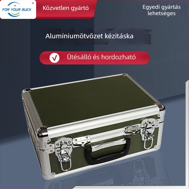Zárható hordozható alumínium ötvözetes szerszámtartó és elsősegély doboz, nagy kapacitású