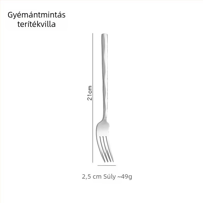 Rozsdamentes acélból készült steak kés, villa és kanál készlet gyémánt alakú fogantyúval, otthoni és szállodai használatra
