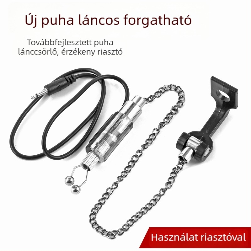 Új horgászbotriasztó készlet bot tartóval, elektronikus csengővel, puha lánccal és lengő mechanizmussal tengeri horgászathoz