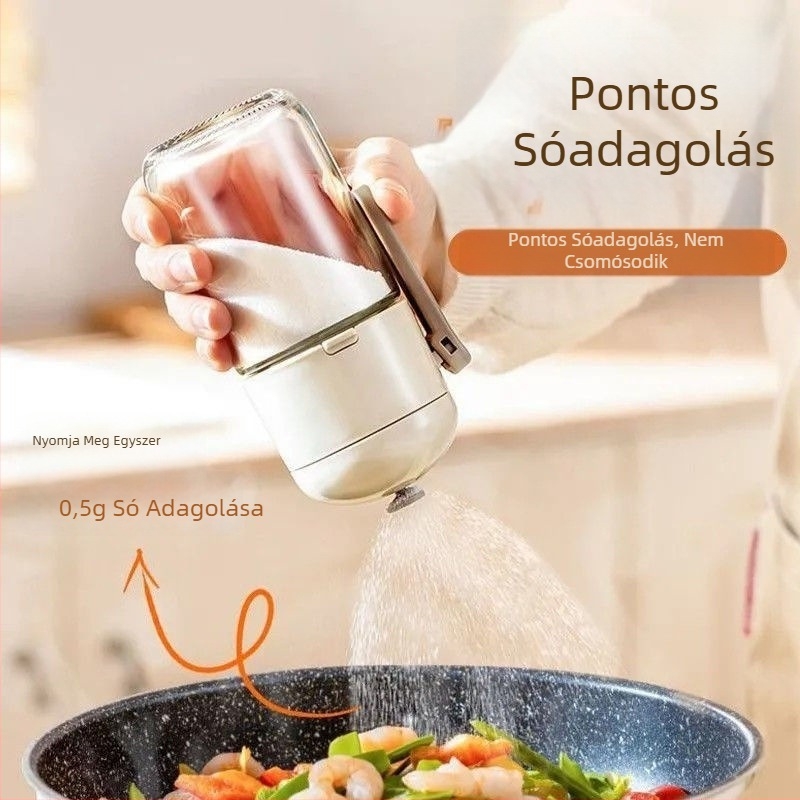 Hexagonális üveges fűszertartó pontos sóadagolóval és nedvességálló kialakítással
