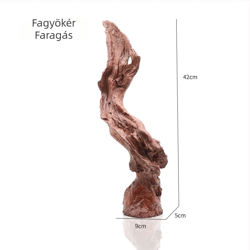 Gyantából készült akváriumi dísz, szimulált faágakkal és gyökérszoborral, sziklakert-stílusú dekoráció