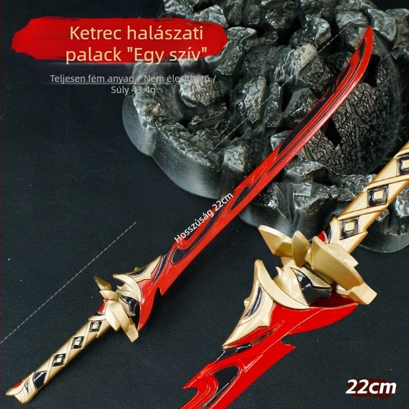 Játék fegyver modell, 22 cm, cinkötvözetből készült dísztárgy – élezés nélküli kard