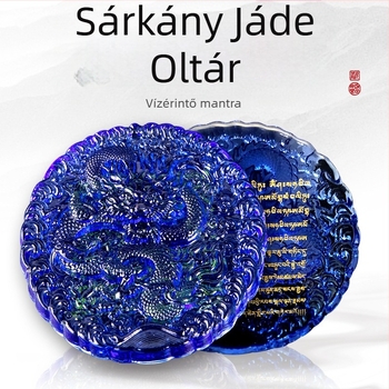 Kristályból készült Dragon King Temple Mandala – víz felszabadítás talizmán, kör Mani-kő, kék-sárga – dekoratív ékszer