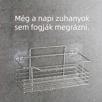 Rozsdamentes acélból készült falra szerelhető tároló, többfunkciós rendező fürdőszobába és a konyhába, szívó rögzítéssel