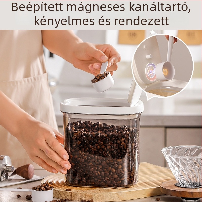 Gyártói testreszabású mágneses záródású tároló kanállal kávébabokhoz, teához és kávéporhoz — nedvességálló, elegáns megjelenés