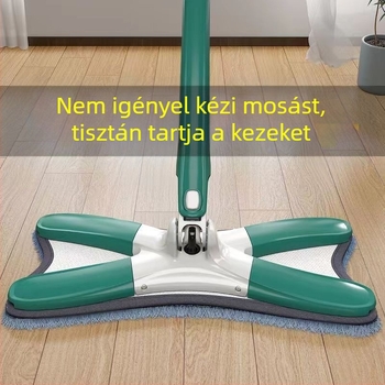 Butterfly érintés nélküli felmosó háztartási használatra, tisztítás egy húzással, nedves és száraz kettős használat, X alakú lapos felmosó mikroszálas kendővel