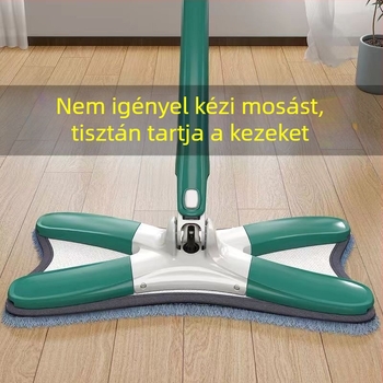 Butterfly érintés nélküli felmosó háztartási használatra, tisztítás egy húzással, nedves és száraz kettős használat, X alakú lapos felmosó mikroszálas kendővel
