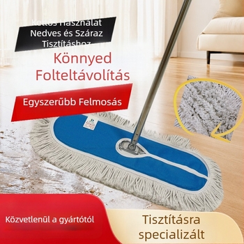 Személyre szabott, nagy méretű sík mop négy színű hálószövettel és szélesített pamutfonallal ingatlankezeléshez, iskolákhoz, kereskedelmi és otthoni használatra