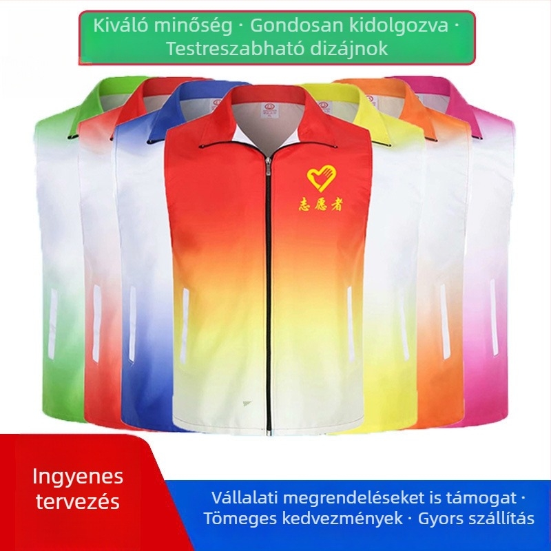 Közösségi eseményekre készült gradiens színátmenetes mellény, reflektív dizájnnal – csapatok és önkéntesek számára