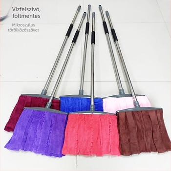 Mop fin rostú vászoncsíkokkal és vastagított nyéllel, hagyományos otthoni mop
