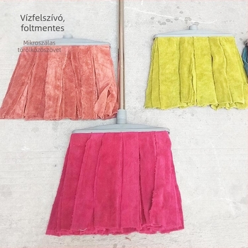Mop fin rostú vászoncsíkokkal és vastagított nyéllel, hagyományos otthoni mop